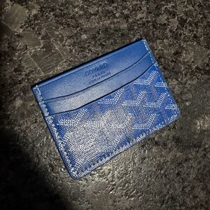 Men's Blue Leather & Signature Card Holder